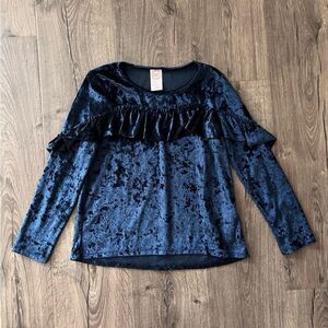 Wonder Nation Girls' Ruffled Velvet Long Sleeve Top size 7/8